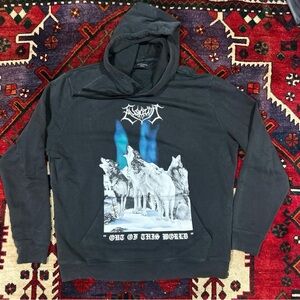 Allsaints Black Howl Oth Graphic Hoodie with Wolf Design
